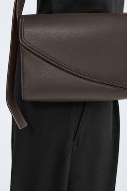 ZARA СУМКА С АСИММЕТРИЧНЫМ КЛАПАНОМ, КОРИЧНЕВЫЙ