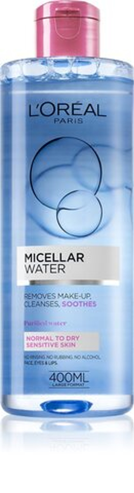 L’Oreal Paris Micellar Water - мицеллярная вода для нормальной, сухой и чувствительной кожи. /   400  ml  / GTIN 3600523329847