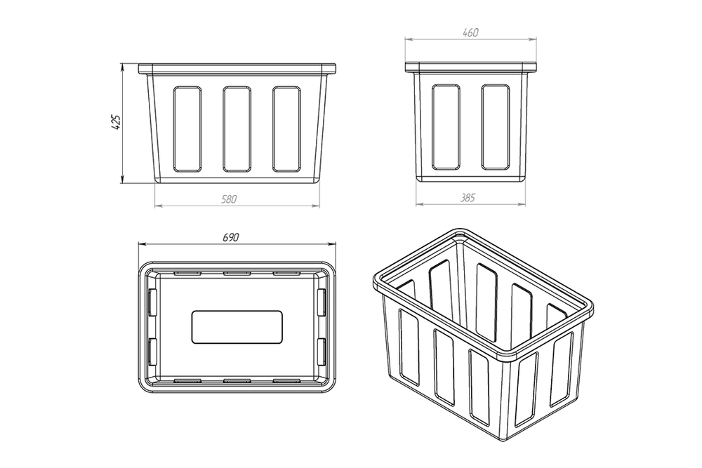 Ванна ЭкоПром К 90 л.(69x46x43см;зеленый) - арт.555660