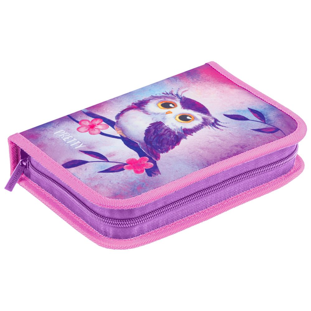 Пенал 1 отделение, 200*140*40 Berlingo "Owl", с наполнением, полиэстер