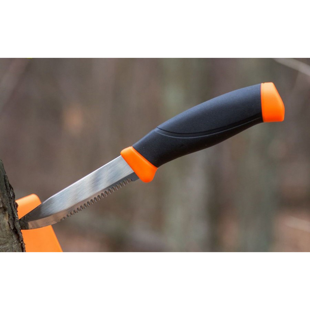 Нож Morakniv Companion F Serrated, нерж. сталь, прорезиненная рукоять с оранжевыми накладками
