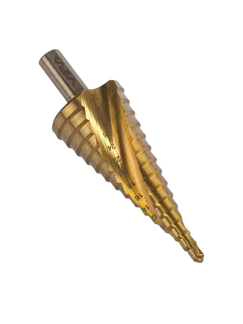 Сверло ступенчатое спиральное по металлу TiN с трёхгранным хвостовиком 4-32 мм VIRA