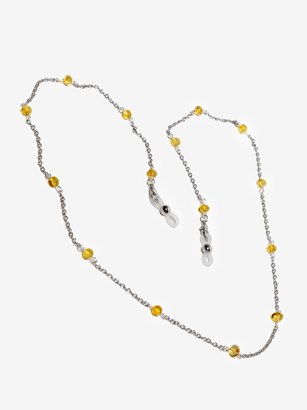 Держатель для очков с цельным янтарем, длина 70 см. Цепочка для очков натуральный камень