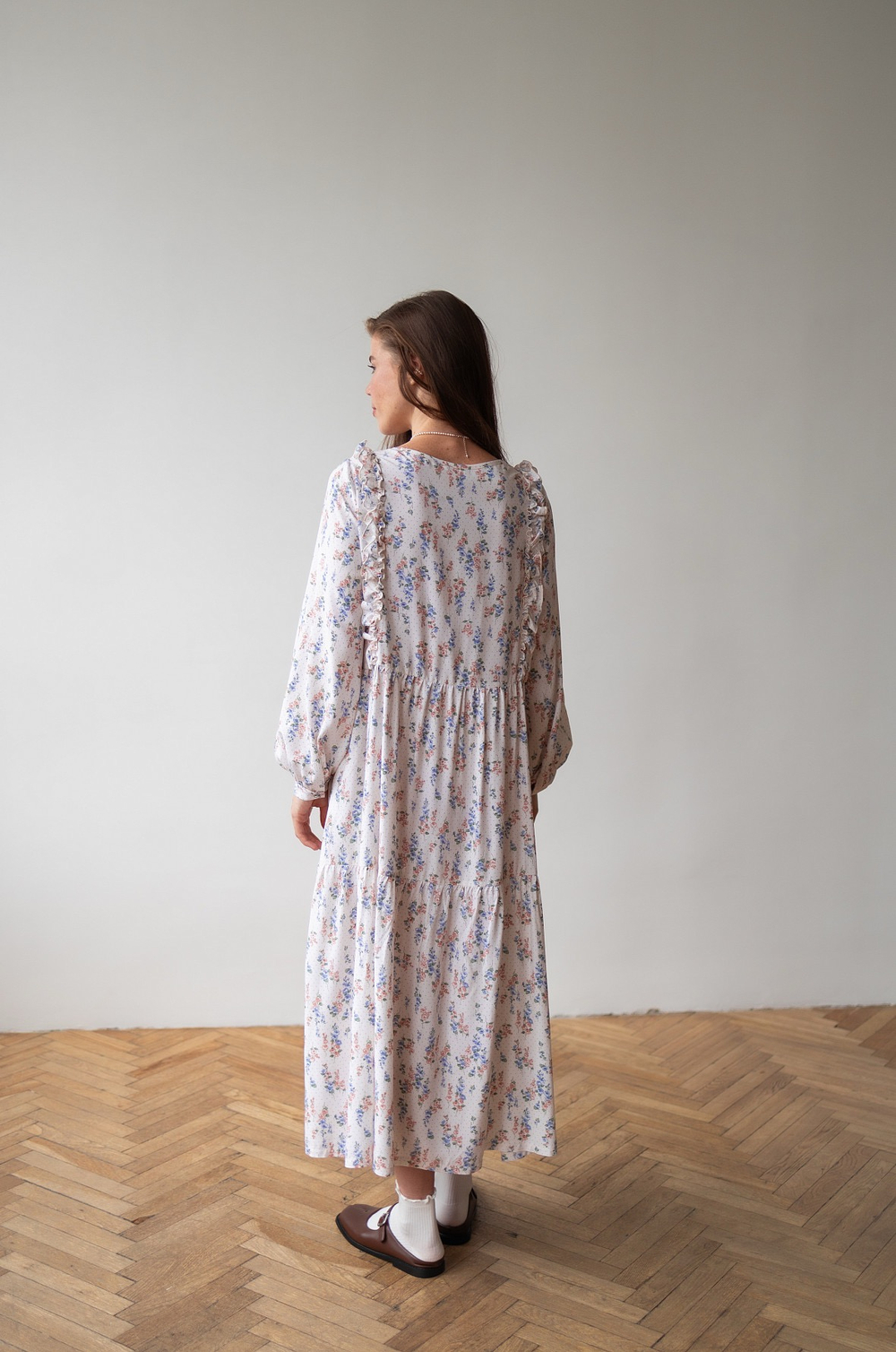 Платье к Элизе для беременных и кормящих, Кремовый с цветами