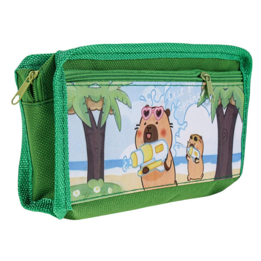 Пенал мягкий 2 отделения "Капибара" 3 цвета микс