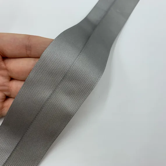 Репсовая лента (сантюр) 25мм, серая, Греция