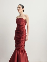 Красное платье-макси из тафты с драпировкой "Minuit"