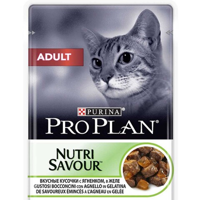 Pro Plan Adult Lamb 85 г - консервы (пауч) для кошек (ягненок в желе)