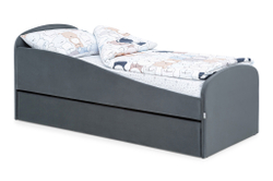 Детская мягкая кровать с ящиком Бельмарко Letmo графит велюр