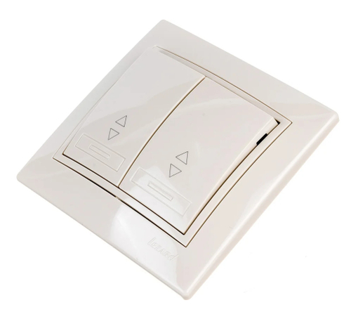 Выключатель 2-кл прох LEZARD Мира кремовый со вставкой