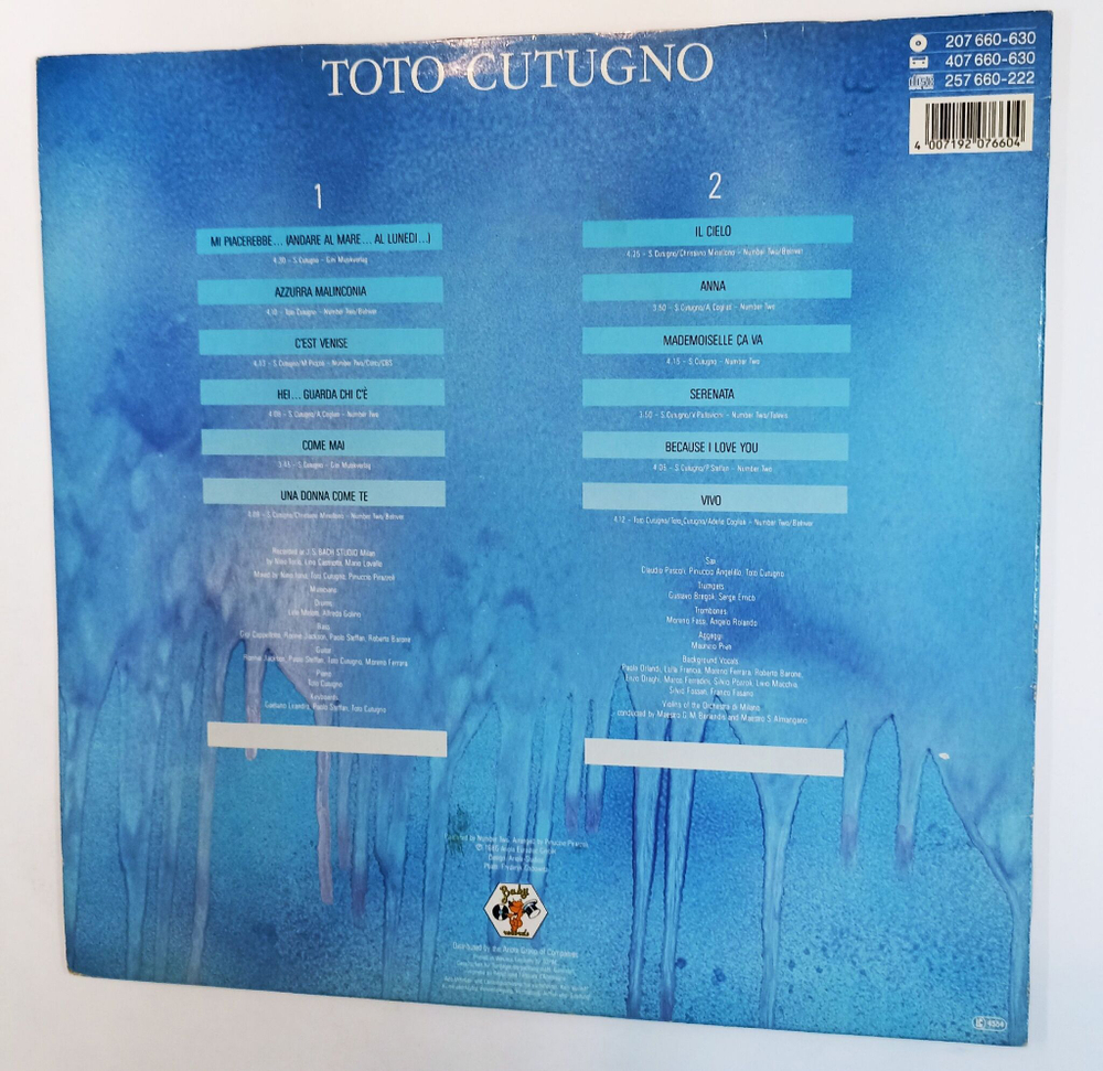 Винтажная виниловая пластинка LP Toto Cutugno Per Amore O Per Gioco (Germany 1986)