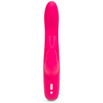 Розовый перезаряжаемый вибратор Rabbit Slimline Curve Rechargeable - 24 см. (Цвет: розовый)