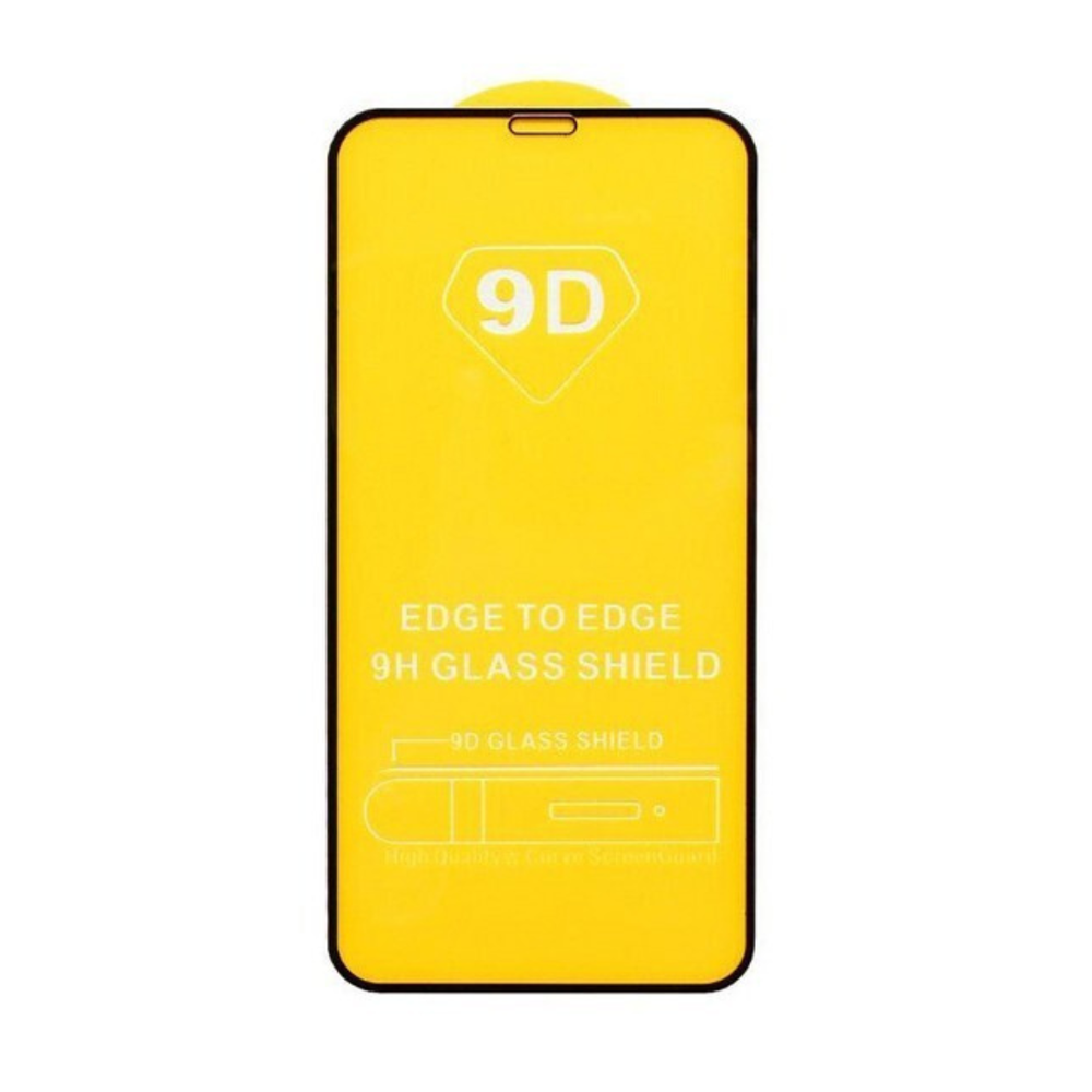 Защитное стекло 9D (ТЕХПАК) для Apple iPhone 12 mini, 3D, черная рамка, 0.3 мм