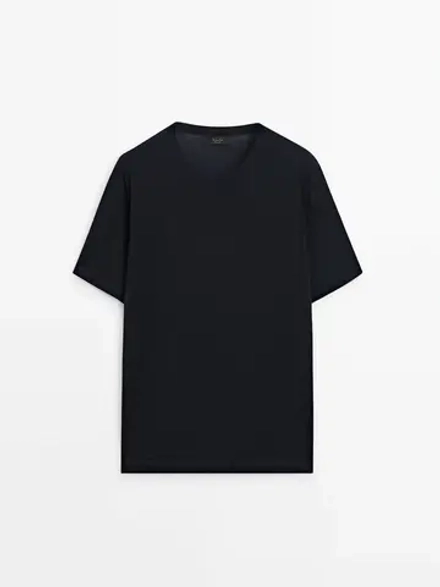Massimo Dutti Футболка из мягкой ткани, темно-синий
