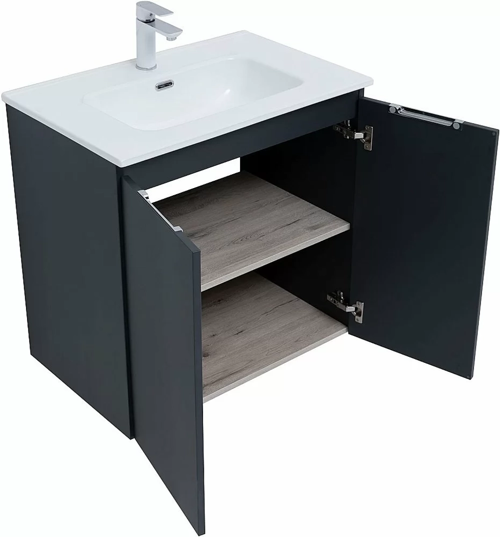 Тумба с раковиной Aquanet Алвита New 303904 70 антрацит
