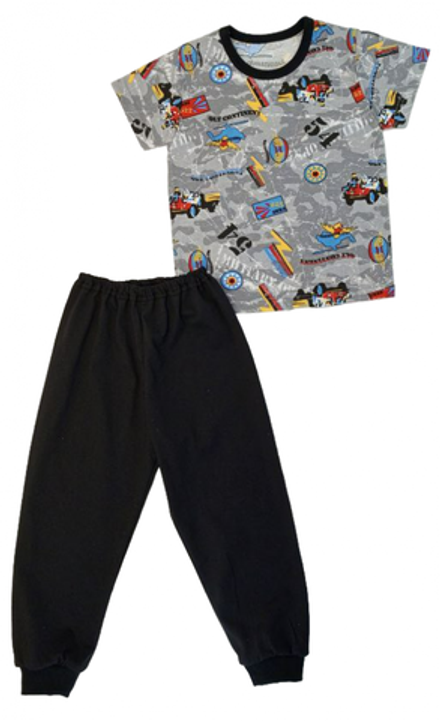 Пижама 638/17 серая, машины, значки