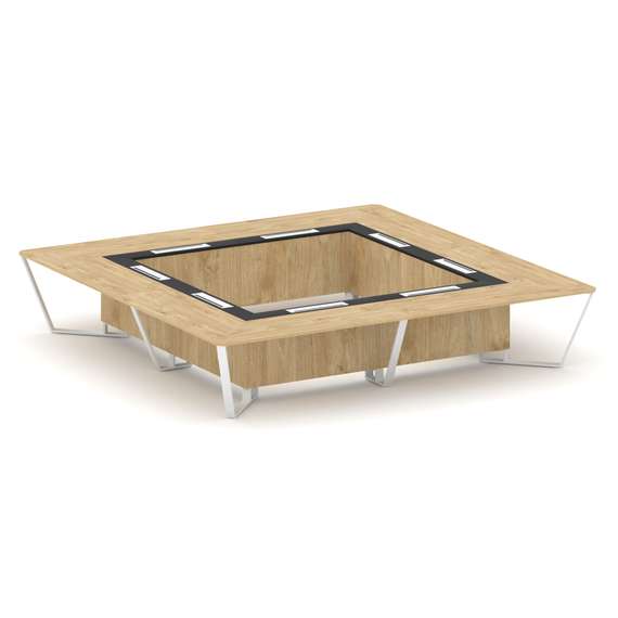 Steel Meet Стол переговорный квадратный KM-PR.B.SP-20K2 Тиквуд Светлый/Графит Глянец/Металл Белый 40