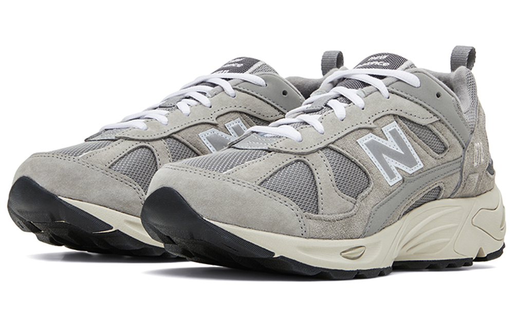 New Balance NB 878 retro gray fabric, artificial leather, shock absorption, non-slip, wear-resistant, mid-top casual running shoes for men and women, the same gray