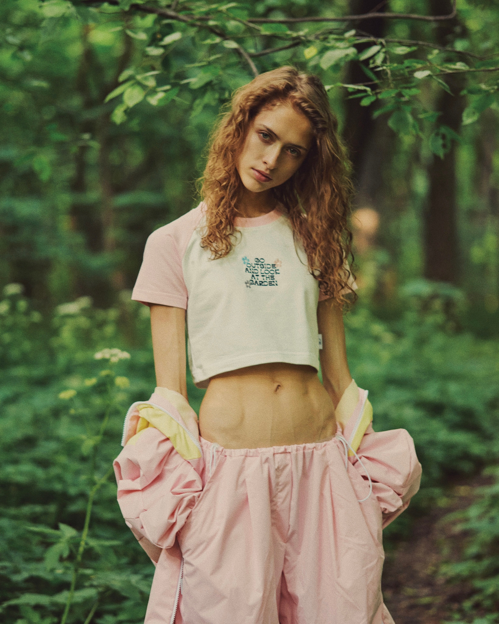 Raglan Crop Top Duo Tofu & Crystal Rose