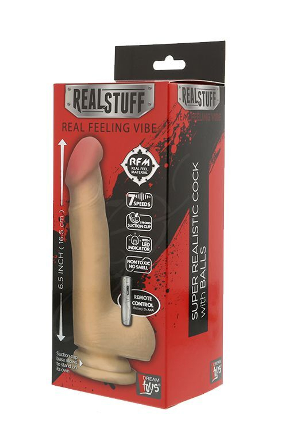 Реалистичный вибромассажёр на присоске REALSTUFF 6.5INCH VIBRATOR - 16,5 см.