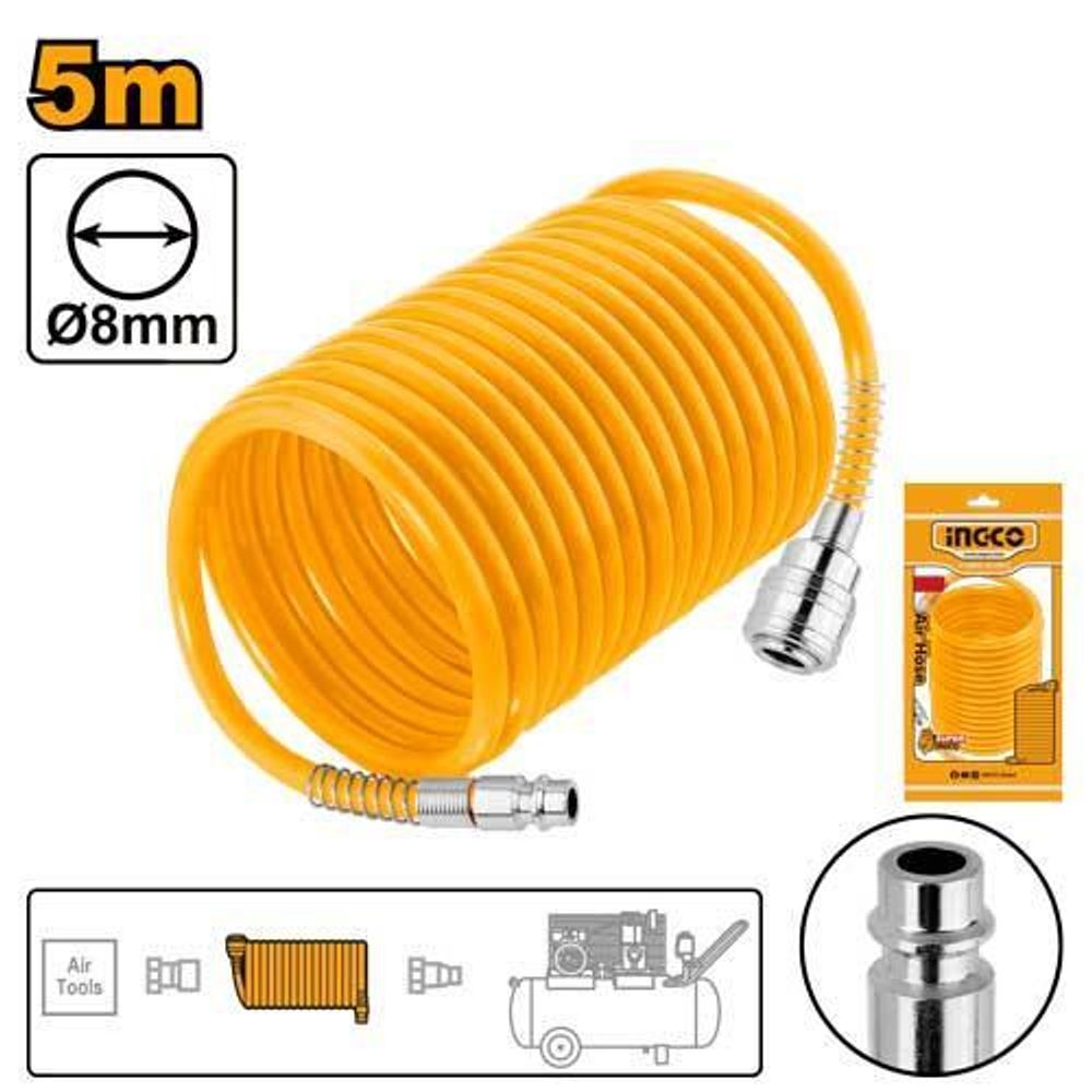 Шланг для компрессора спиральный 5 м. SUPER INGCO AH1051