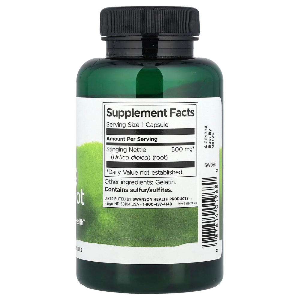 Swanson, Корень крапивы двудомной, 500 мг, 100 капсул