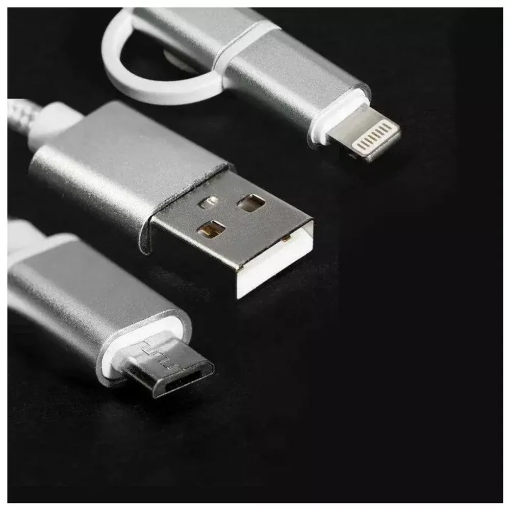 USB cable (2 в 1) Lightning/micro Karra 2А silver