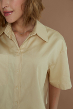 Рубашка из смесового хлопка с разрезом на спине бежевый