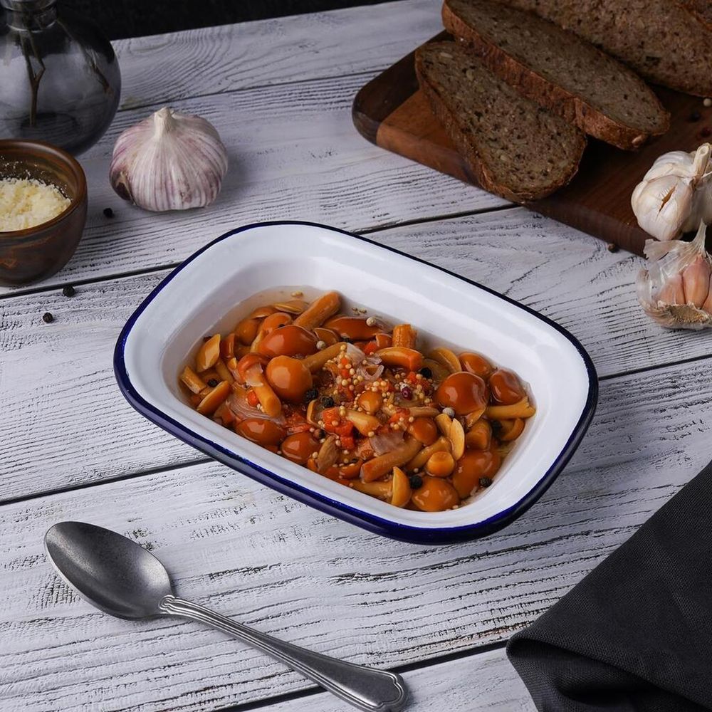 Блюдо для подачи 18*13 см h4 см 400 мл Blue Rim эмалированая сталь SUNNEX [1]