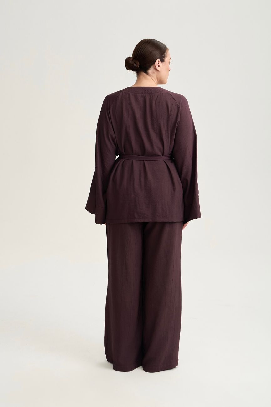 Брюки на резинке из жатой вискозы, трюфель