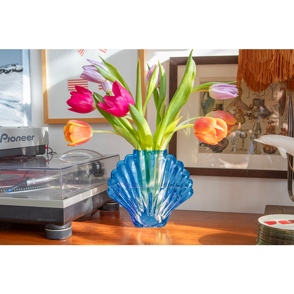 Ваза для цветов seashell, 18,5 см, голубая