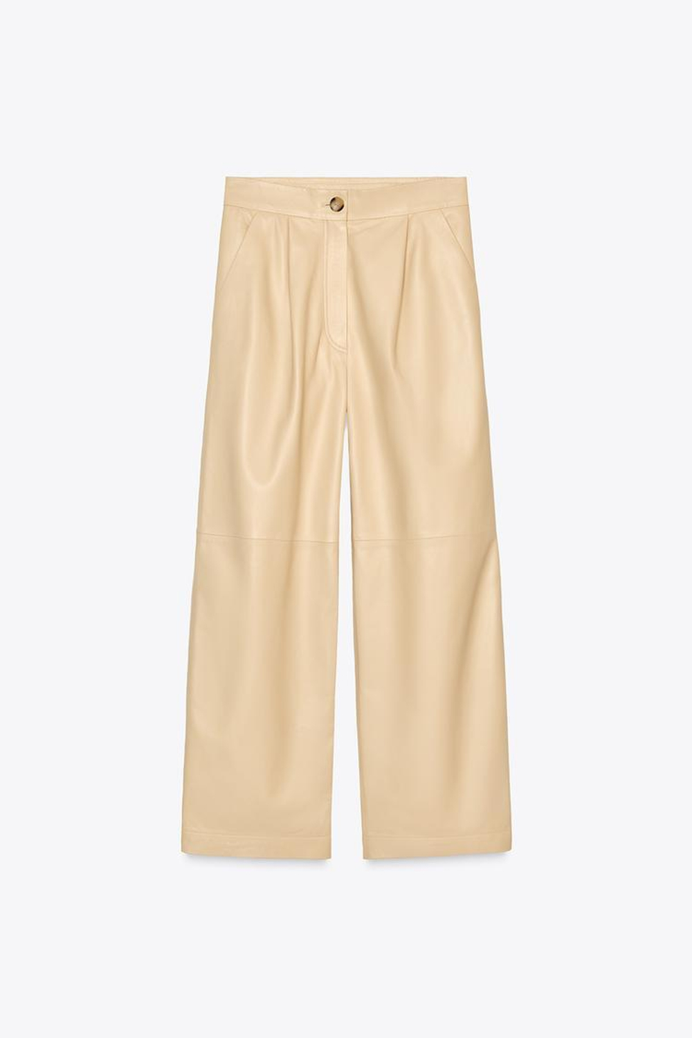 ZARA БРЮКИ BALLOON ИЗ 100% КОЖИ — ZW COLLECTION, ЦВЕТ СЛИВОЧНОГО МАСЛА