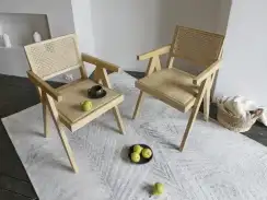 Стул Cane, массив вяза, ротанг