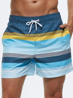 Сине-голубые пляжные шорты в полоску (Размер: XL) (Цвет: синий)