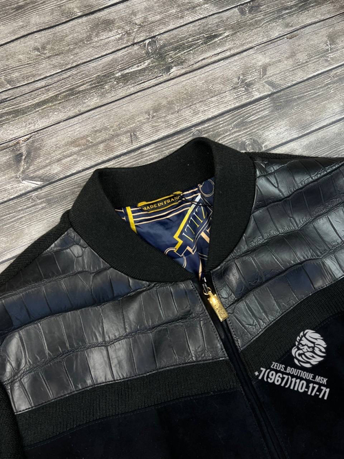 Кожаный бомбер Zilli со вставками кожи крокодила