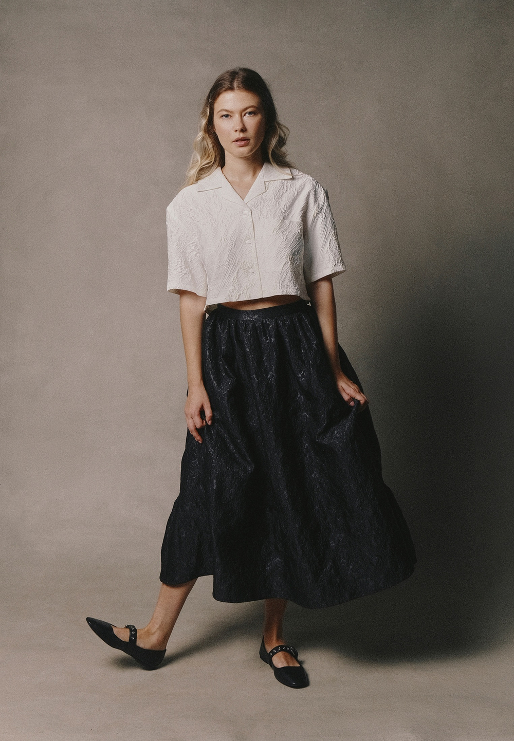 Popcorn cropped shirt