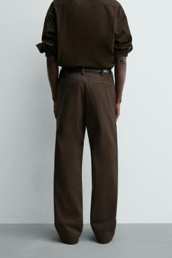 ZARA БРЮКИ FLARE FIT ИЗ ТВИЛА, ВИННЫЙ