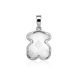Латунная цепочка с Подвеской "Мишка из белой керамики", silver