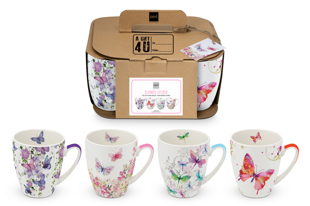 Набор кружек 4шт Paperproducts Design Flower Splash