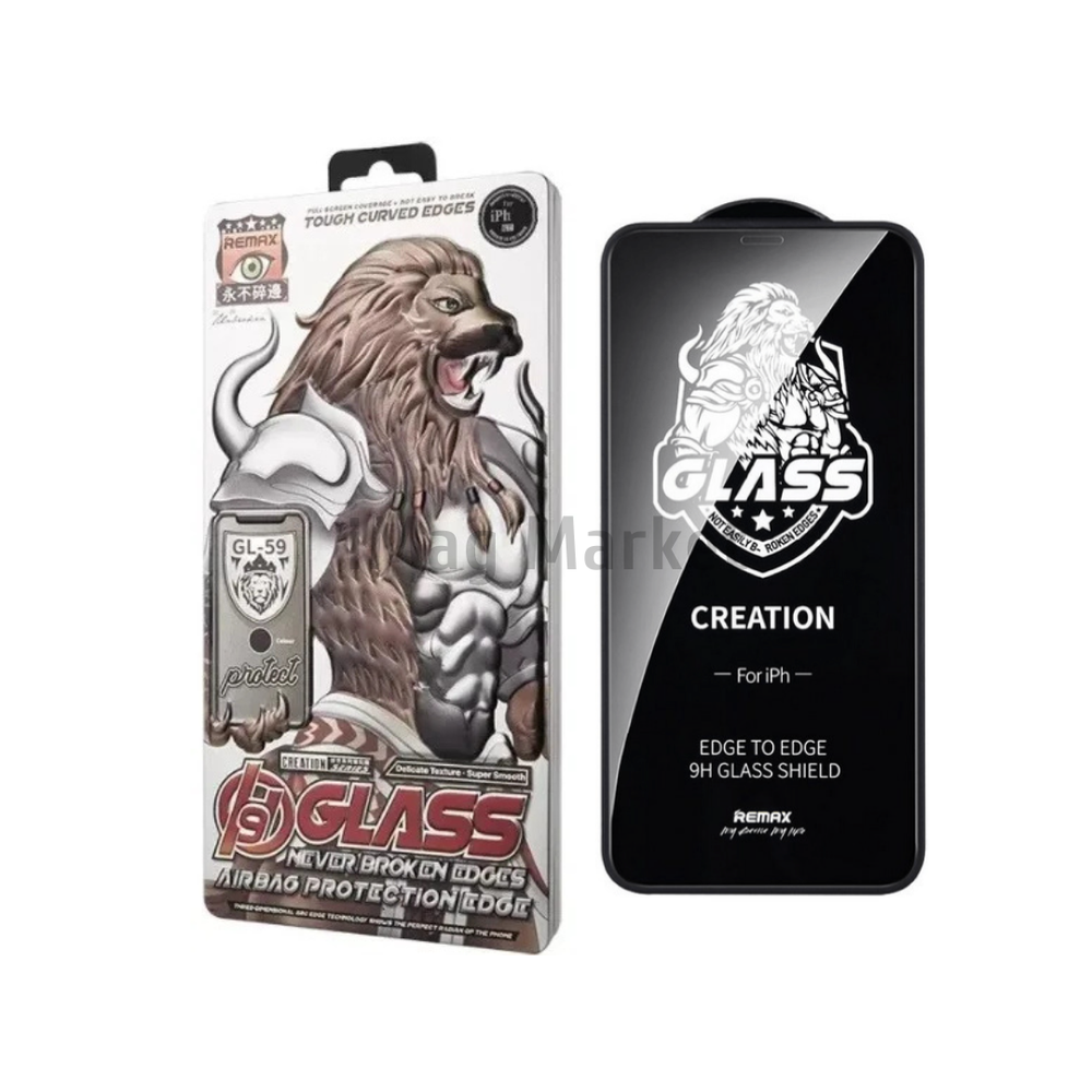 Защитное стекло REMAX GL-59 Creation с силиконовым бортиком для Apple iPhone 12/12 Pro, 3D, черная рамка, 0.3 мм