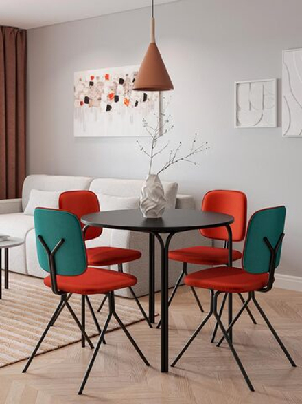 Стул LATITUDE Ror, Y, велюр, черный/темно-красный/зелено-синий