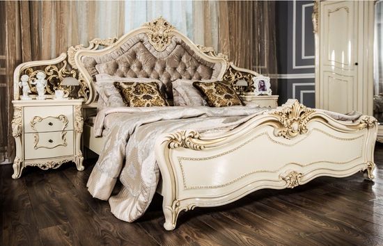 Кровать ДЖОКОНДА с мягким изголовьем крем глянец