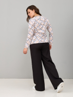 Лонгслив ЛНкл-080/бежевый-абстракциялинии