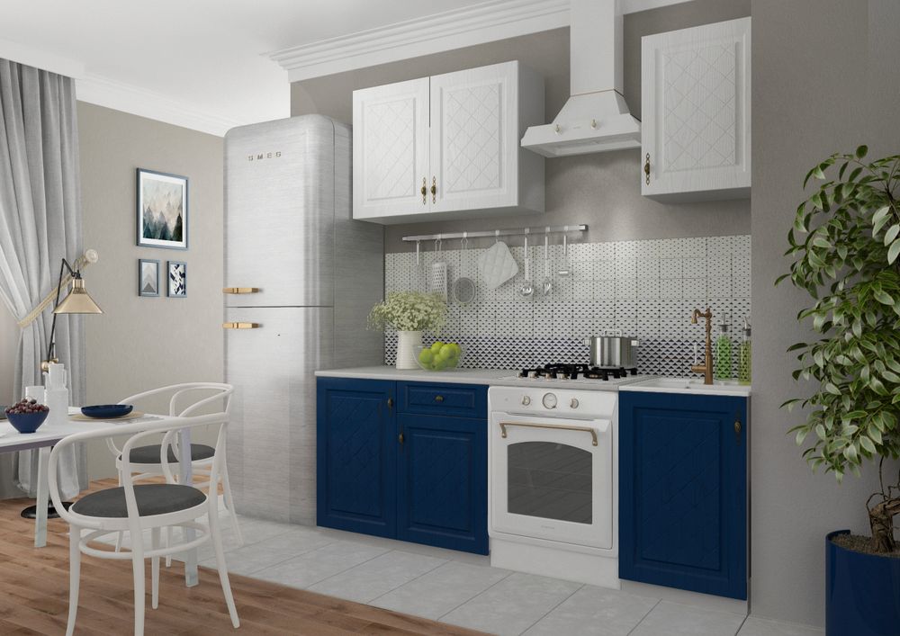 Модульный кухонный гарнитур «Гранд» 1500мм (Синий/Белый)