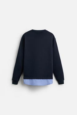 ZARA ХУДИ С КОНТРАСТНЫМ НИЗОМ, МОРСКОЙ СИНИЙ