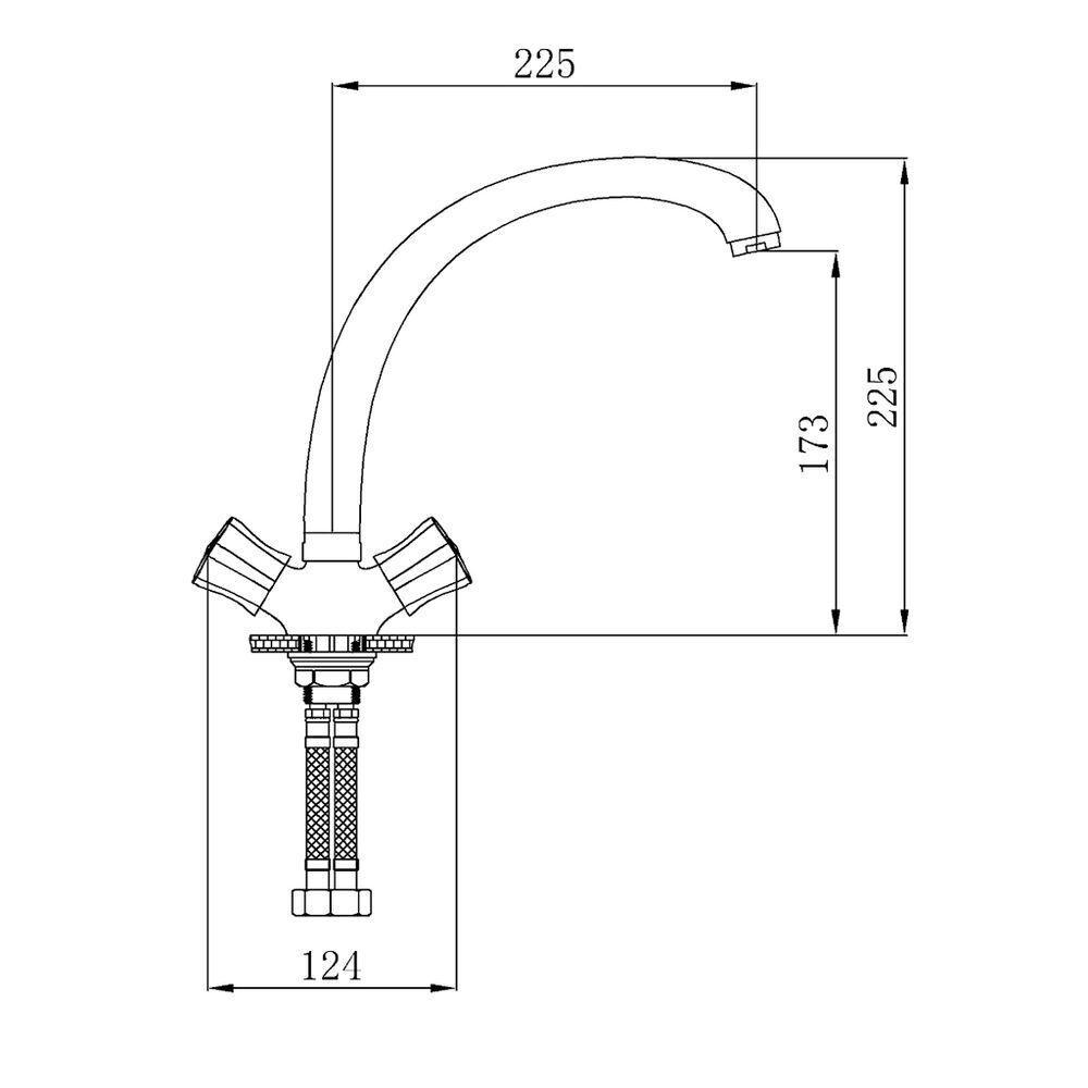 Смеситель для кухни, РМС, с кран-буксой, хром, SL116-273F