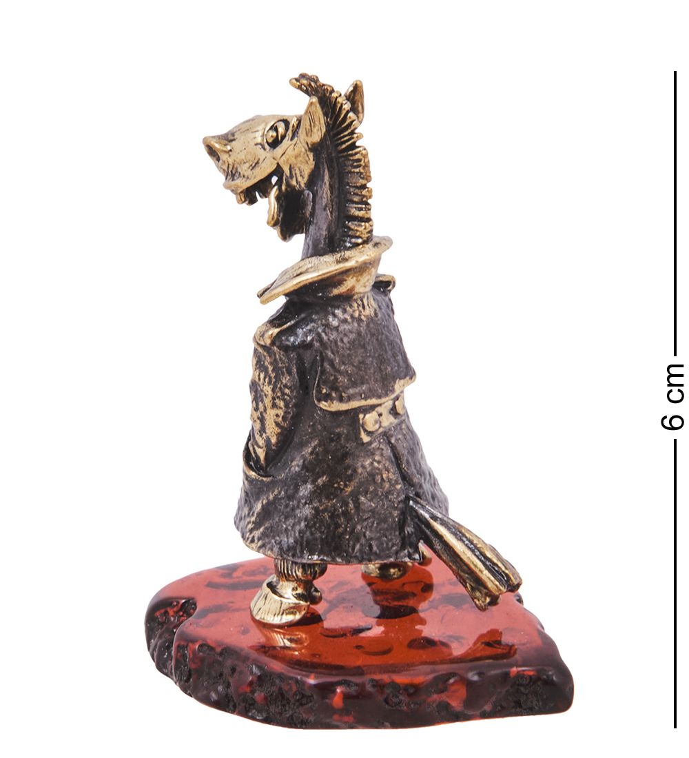 AM-4160 Фигурка «Конь в пальто» (латунь, янтарь)