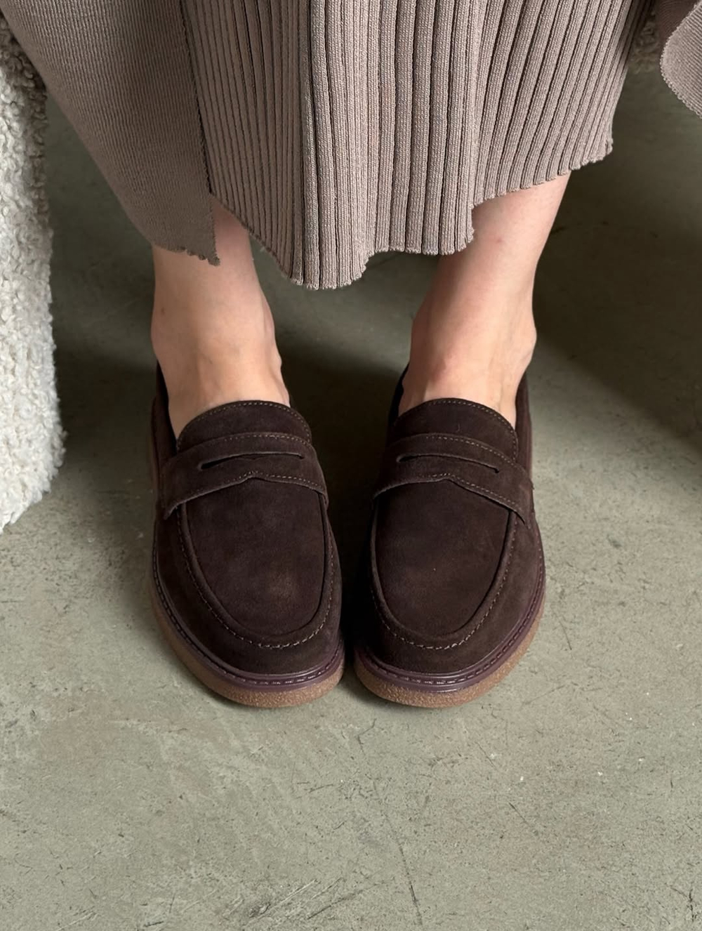 Лоферы из натуральной замши