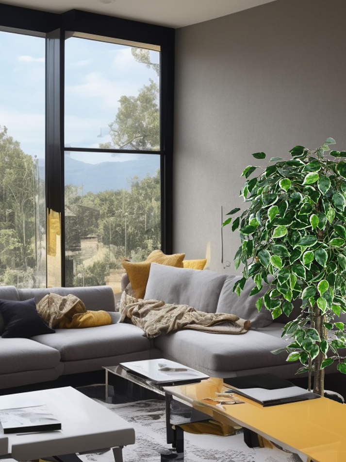 Искусственное дерево Фикус пестролистный 130см в кашпо