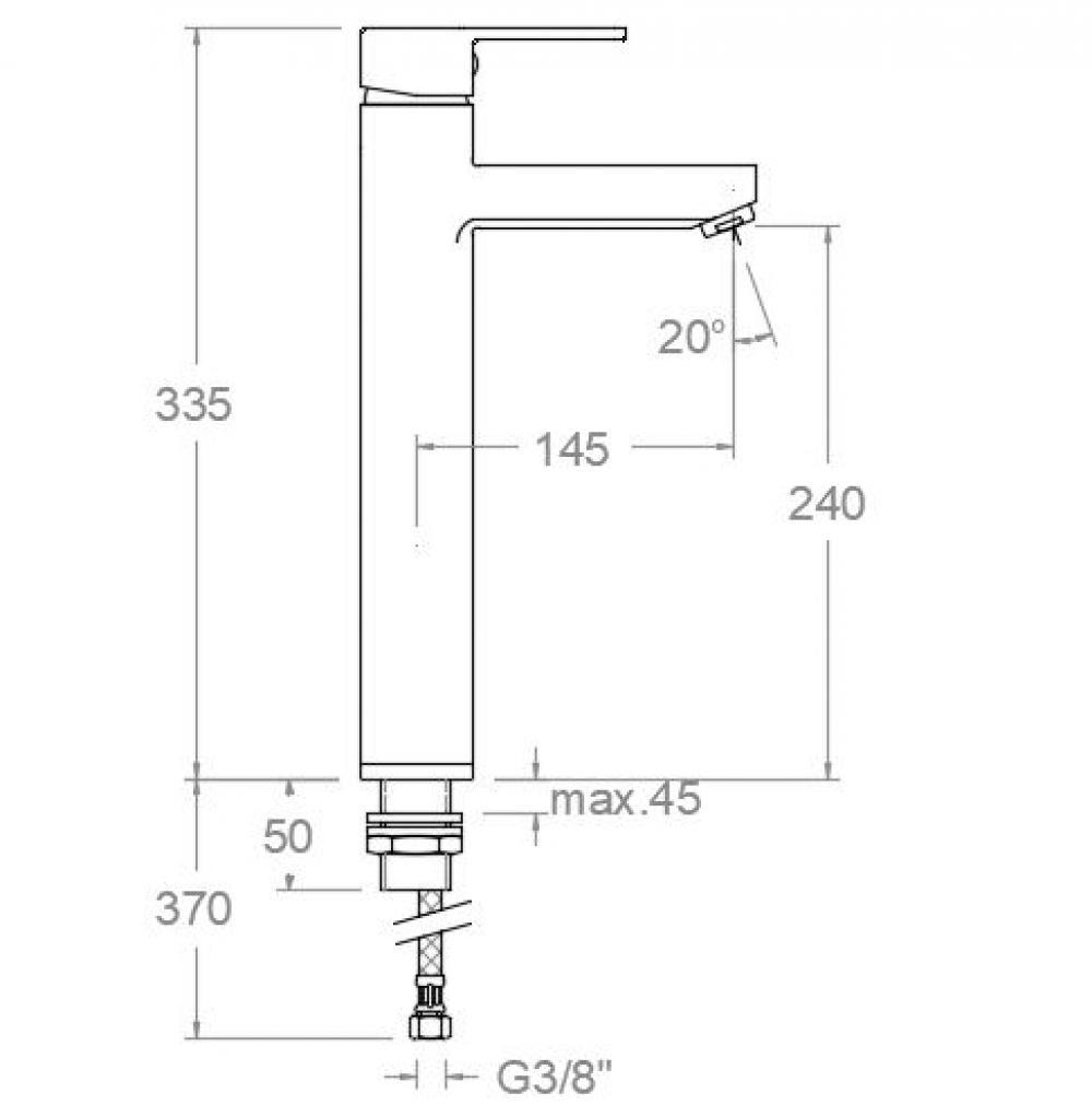 Смеситель однорычажный для раковины L, черный Drako 3310NM